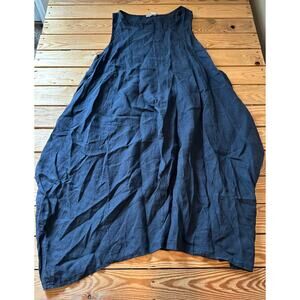 Angela Mara Linen Tank Dress Size XL Women’s Black Shark Hem